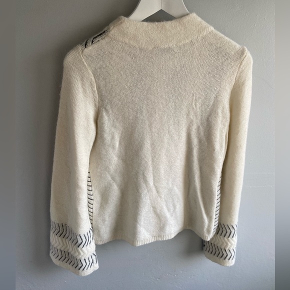 Mint Velvet Chalk Coloured Chevron Patterned Alpaca Blend Jumper UK 8 - Picture 2 of 7